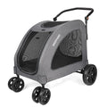 Large Dog Travel Stroller with 4 Heavy Duty Wheels Pet Stroller with Adjustable Handle - Double Doggie Capacity Jogger Wagon with Back Front Door for Small Medium Large Dogs (Dark Light Gray)