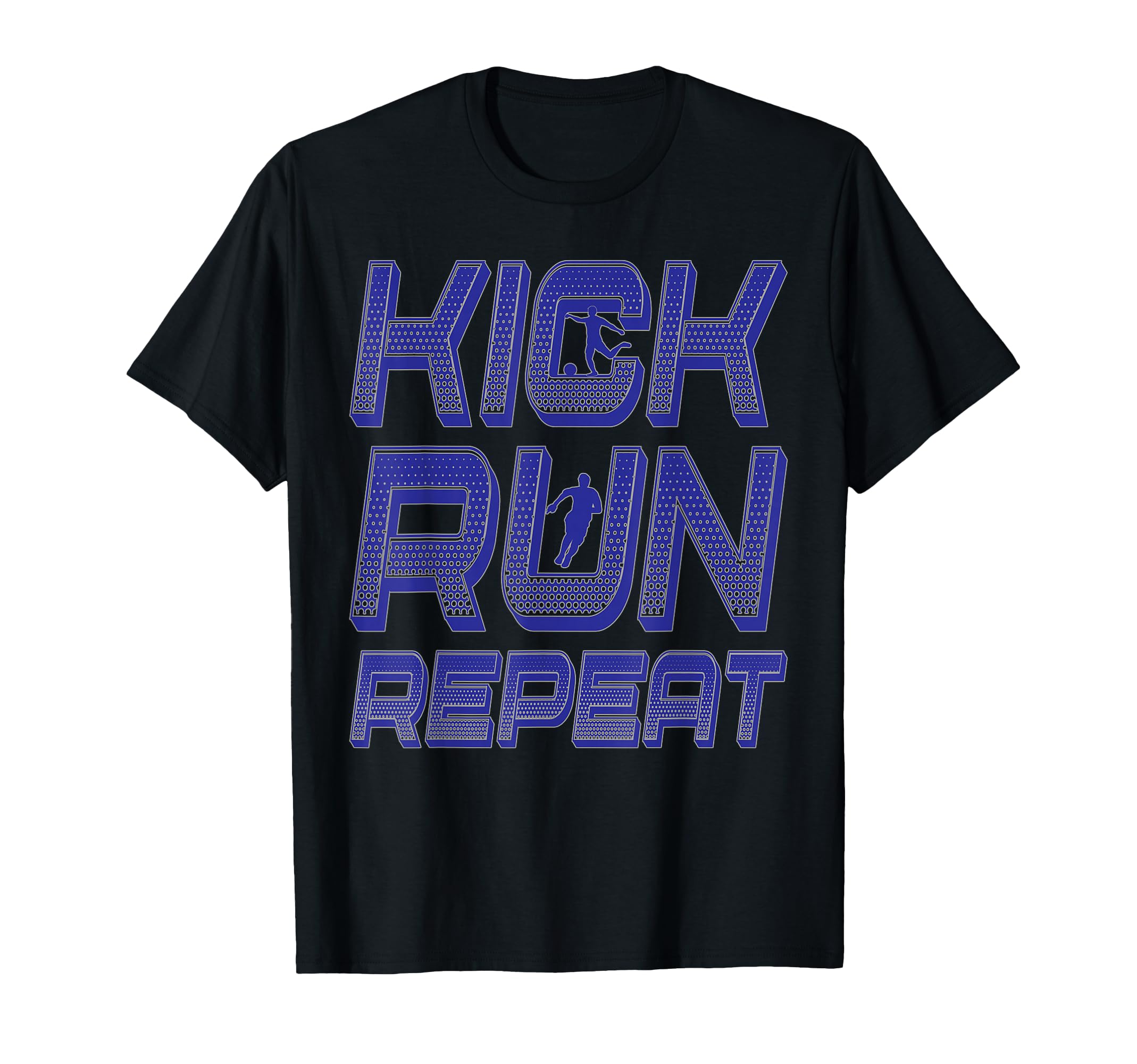 Kick Run Repeat Soccer Player T-Shirt - Novelty Apparel for Adults