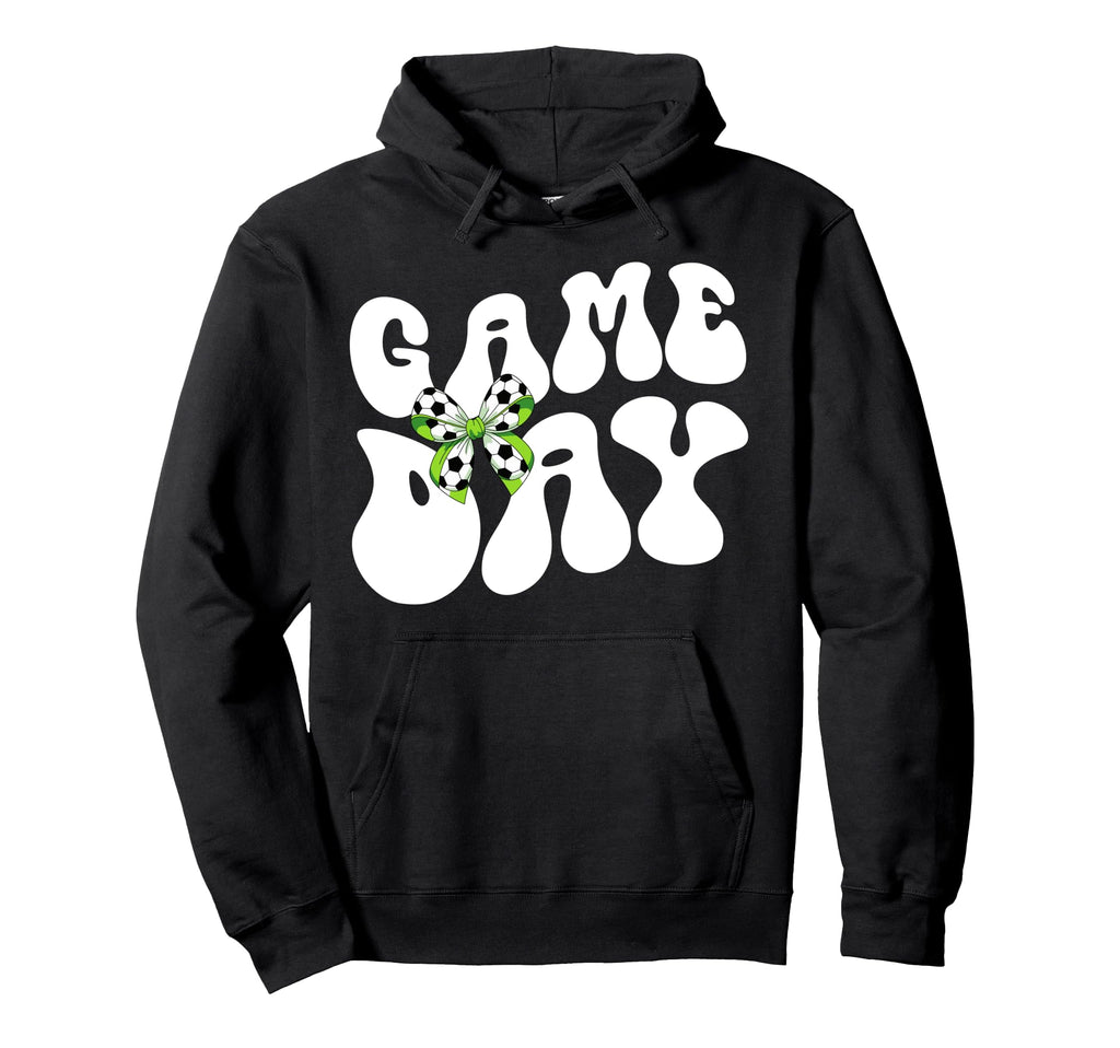 Groovy Soccer Game Day Bow Game Day Hoodie - Unique Graphic Men Women