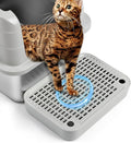 Cat Litter Box Ramp Mat with Filter Function, Cat Step Pedal Stool for Self-Cleaning Litter Box, Easy to Clean, Ideal for Kitten & Elderly Cats (Light Grey)