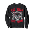 Eat Sleep Save Repeat Ice Hockey Sweatshirt - Casual Everyday Wear Unisex