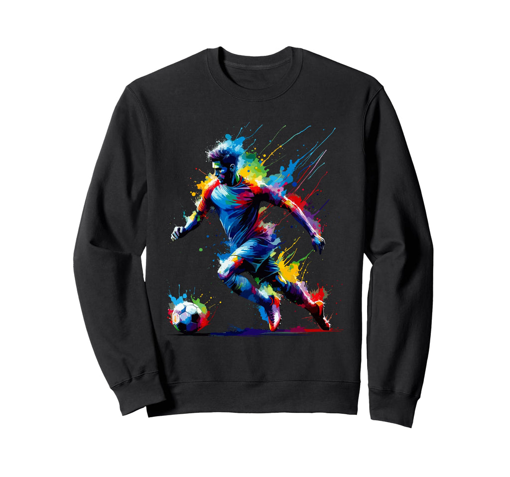 Colorful Splash Art Soccer Sport Sweatshirt - Aesthetic Graphic Unisex