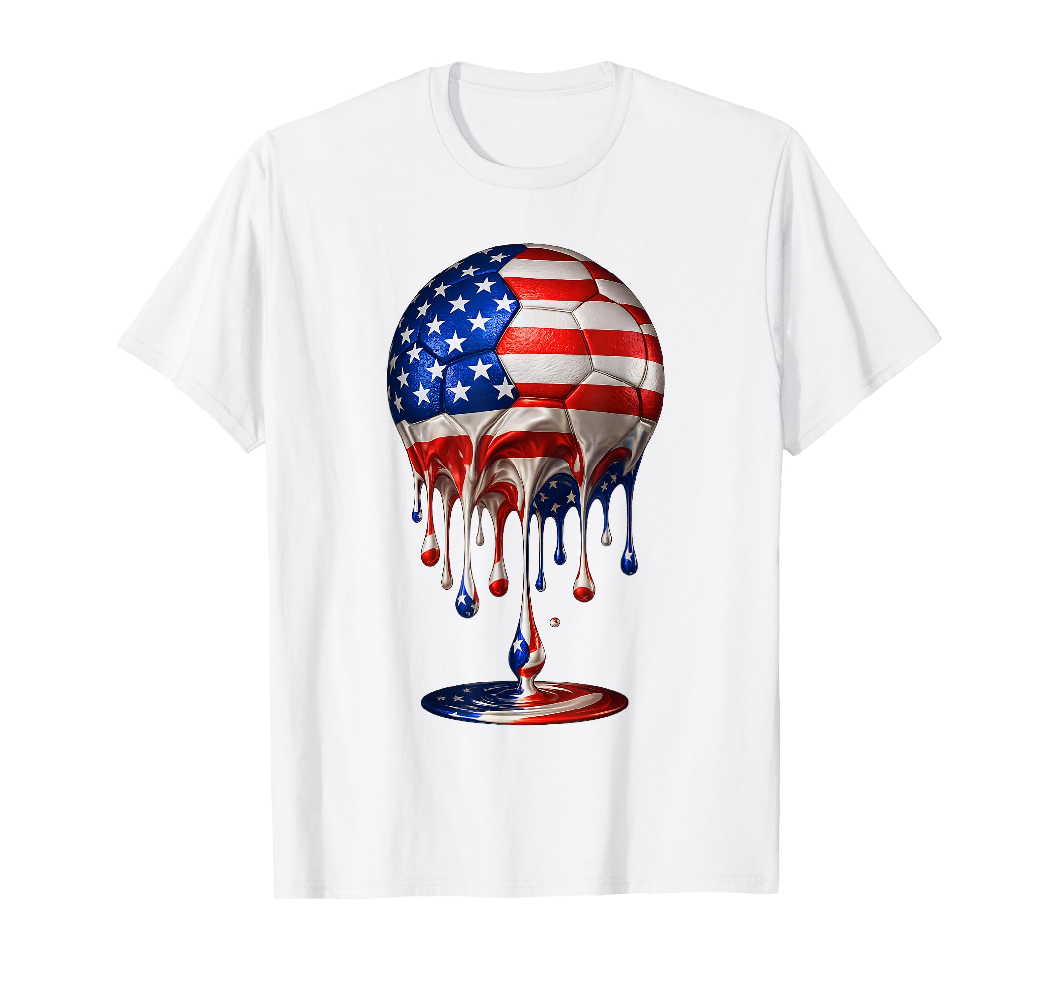 Soccer Ball Drip Us Patriotic American T-Shirt - Streetwear Style Unisex