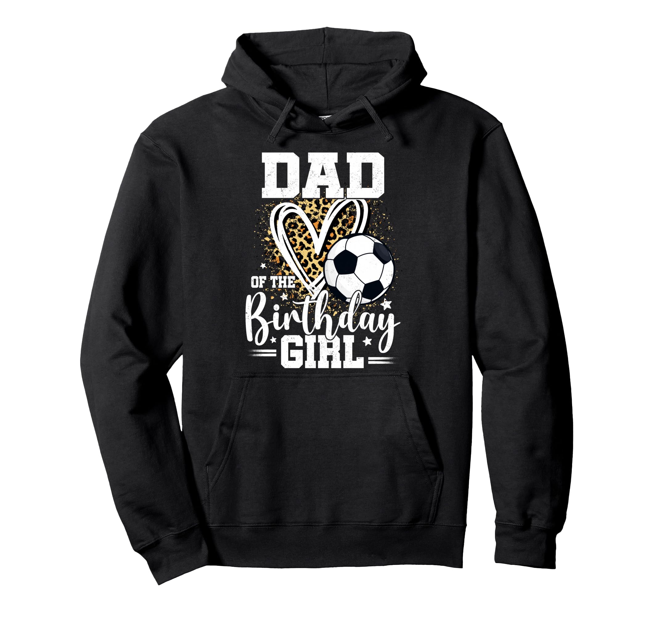 Dad Birthday Leopard Heart Soccer Ball Hoodie - Custom Art Print Unisex