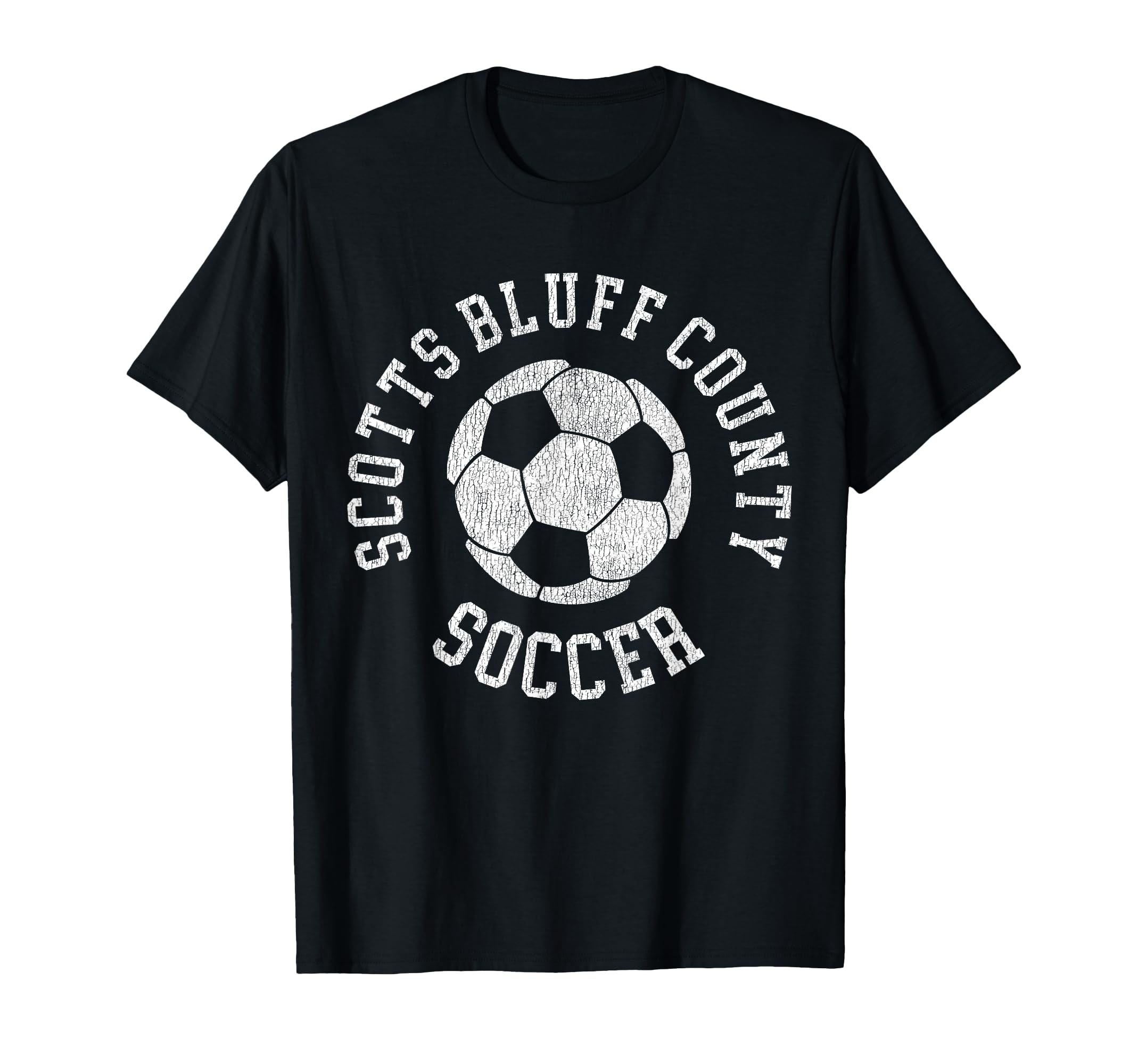 Scotts Bluff County Soccer Distressed T-Shirt - Novelty Apparel for Adults