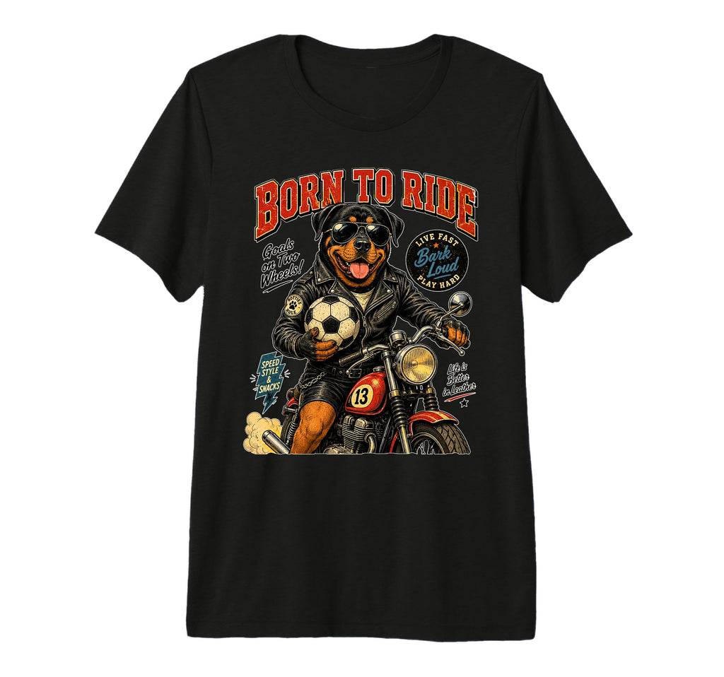 Rottweiler Ride Motorbike Love T-Shirt - Streetwear Style Men Women