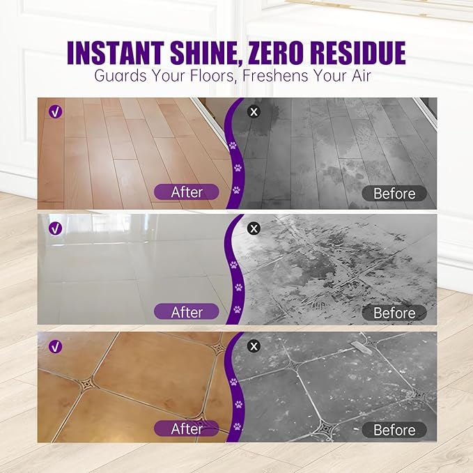 Floor Cleaning Solution Compatible with Tineco iFLOOR Series, All Robot Vacuums & Wireless Wet-Dry Mops, 4 Bottle Floor Cleaner Refill, Lavender Scent