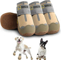 Hcpet Dog Shoes for Large Dogs, Waterproof Dog Booties for Small Medium Dogs, Anti-Slip Dog Boots & Paw Protectors for Hot Pavement Winter Snow Hiking with Reflective Straps Khaki Size 1