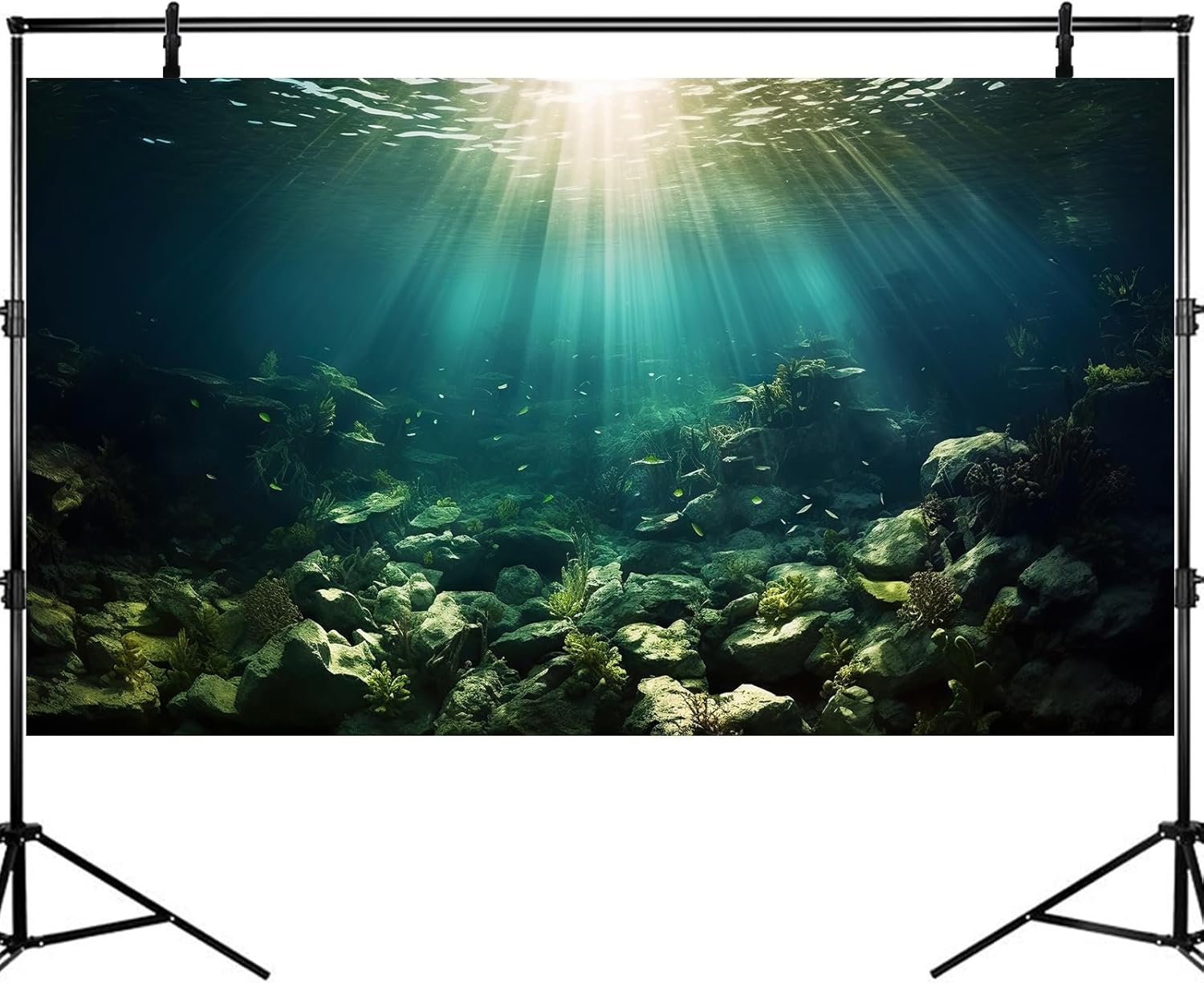 Deep Ocean Aquarium Background Under The Sea Fish Tank Background Underwater World Terrarium Backgrounds Ocean Floor Rock Aquatic Plants Aquarium Backdrop for Fish Tank Backgrounds Decors 24x16in