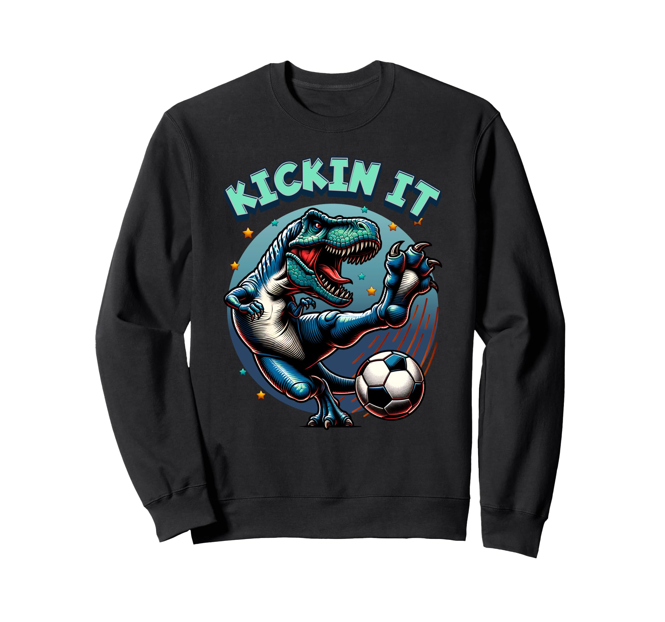 Kickin It T Rex Dinosaur Playing Sweatshirt - Streetwear Style Unisex