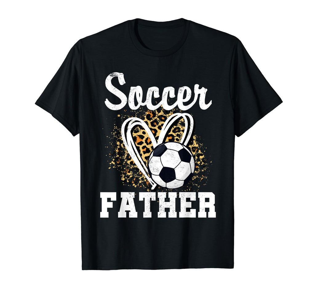 Soccer Father Leopard Heart Matching T-Shirt - Trendy Graphic Men Women