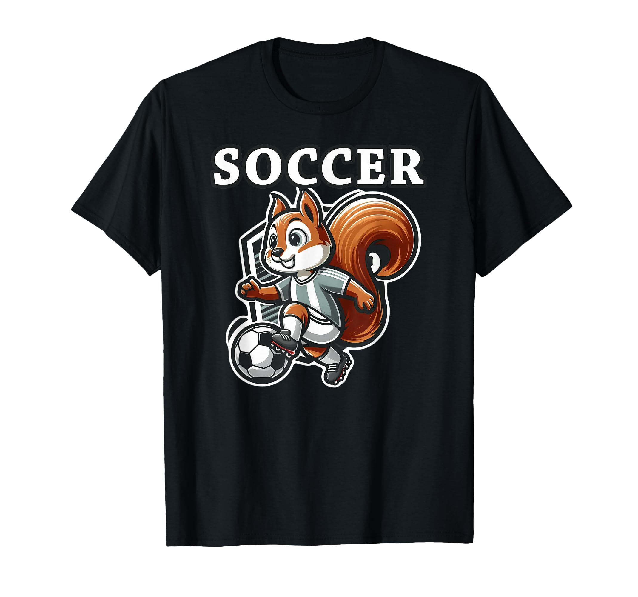 Soccer Squirrel Playing Soccer T-Shirt - Unique Graphic for Adults