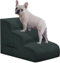 Dog Stairs Steps for High Bed, 3 Steps Pet Steps for Small Dogs Non-Slip Removable Washable Cover Ramp for Indoor Outdoor Car Couch Sofa, Dark Gray