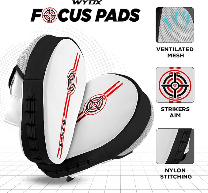 WYOX Curved Boxing Punch Mitts – Boxing Pads Training Set, Punching Mitts for Adults, Kickboxing Pads, Muay Thai Pads, Karate Pads, MMA Training Equipment, Martial Arts Focus Pads