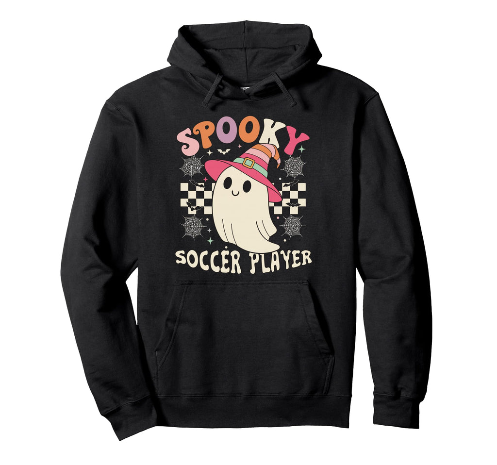 Spooky Soccer Player Ghost Halloween Hoodie - Novelty Apparel Unisex