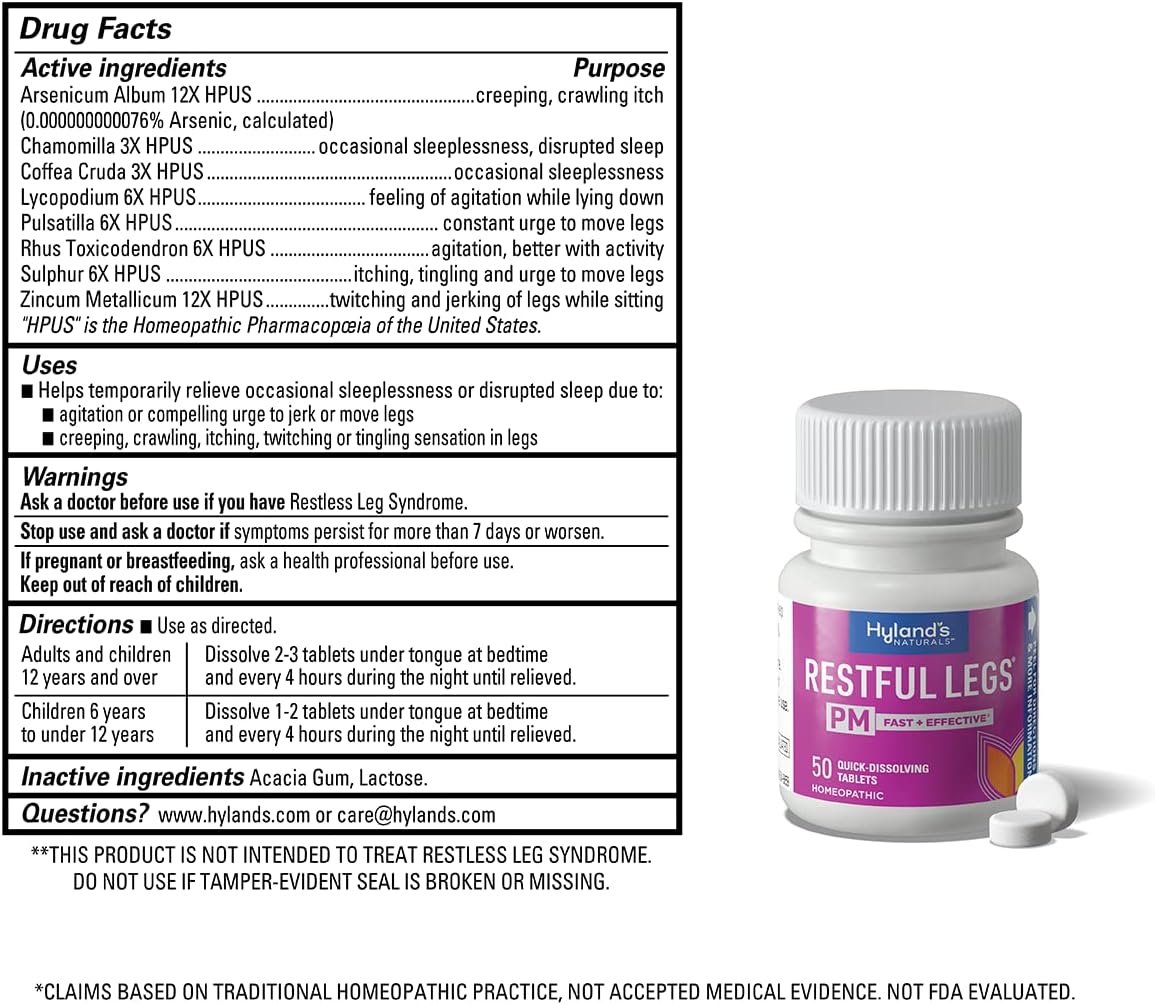 Hyland's Homeopathic Restful Legs PM: Relief for Restless Legs at Night (50 Tablets)