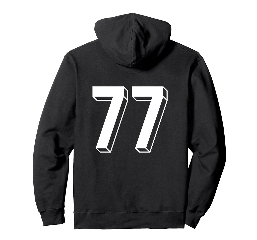 Number 77 Backside 80S 90S Team Jersey Hoodie - Novelty Apparel Unisex