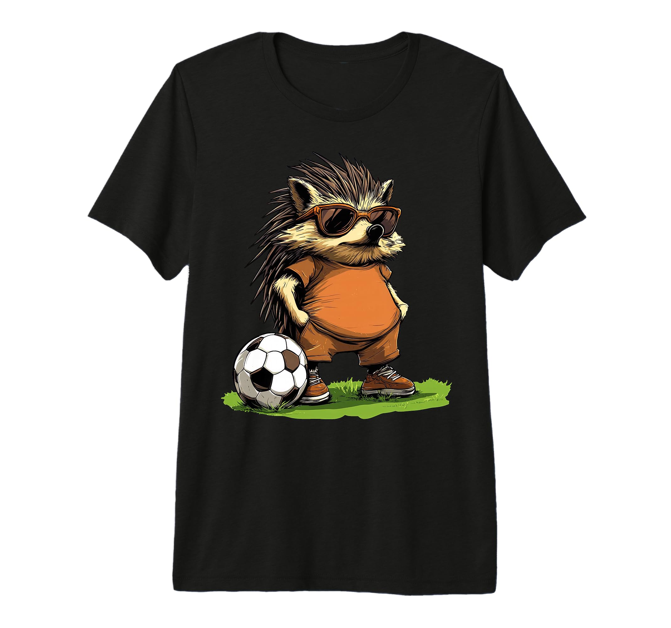 Hedgehog Football Tri Blend T-Shirt - Minimalist Print for Adults