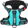 PoyPet No Pull Dog Harness, No Choke Front Clip Reflective Dog Vest with Soft Padded Vertical Handle, 3 Leash Attachments for Small Medium Large Dogs (Mint Blue,M)
