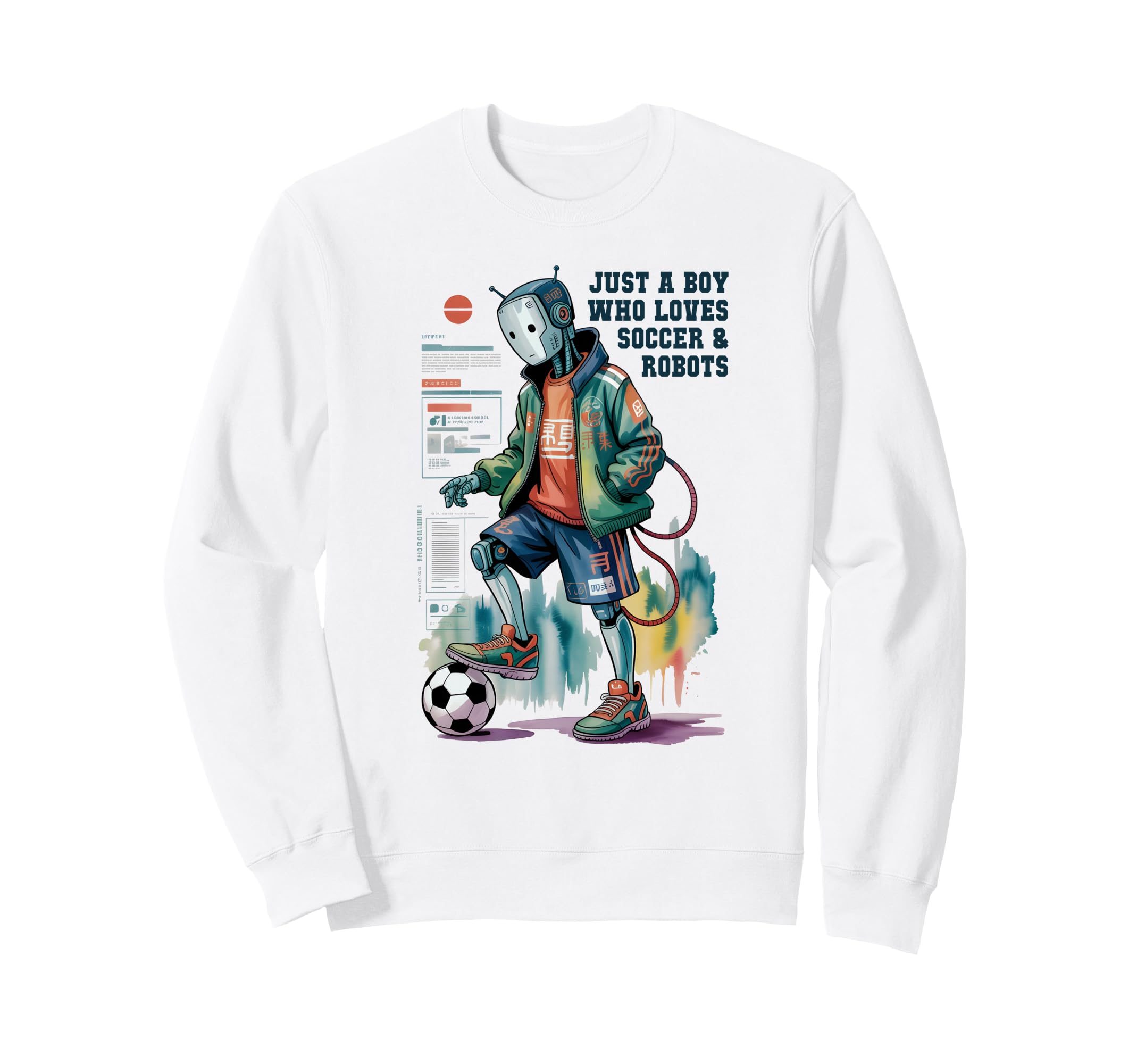 Just Who Loves Soccer Robots Anime Sweatshirt - Novelty Apparel for Adults