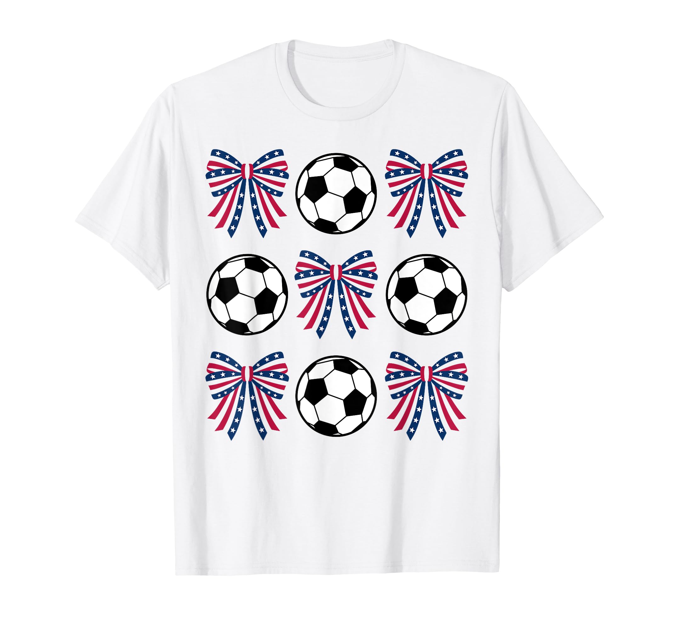 Soccer Ball And Coquette Bows Usa 4Th T-Shirt - Custom Art Print Men Women