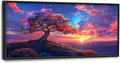 Quorin Tree Large Wall Art Sunset Mountain Landscape Pictures Red Tree of Life Wall Decor Nature Canvas Print Painting Artwork for Bathroom Living Room Bedroom 60L x 30W