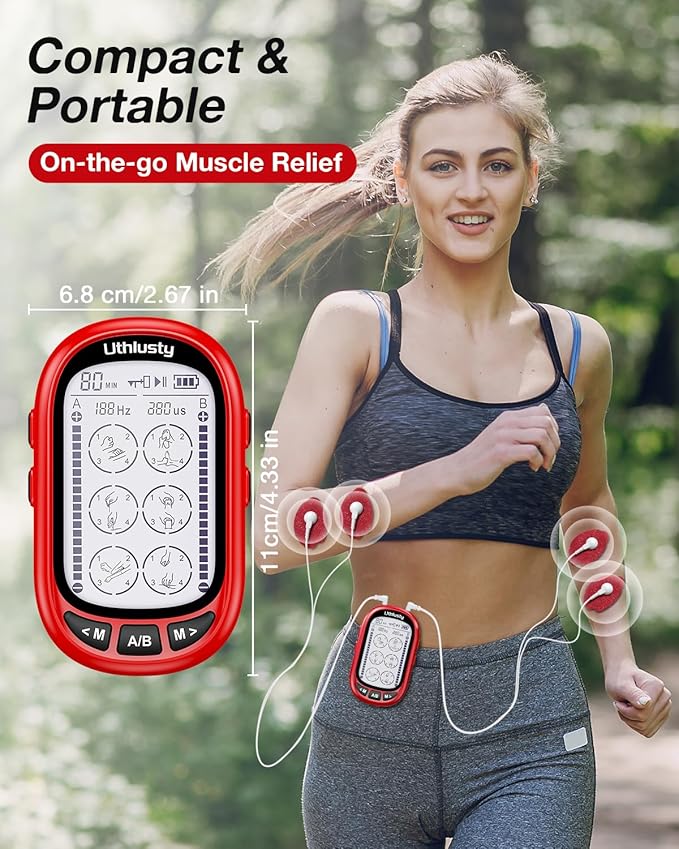 TENS Unit Muscle Stimulator for Pain Relief Therapy–Dual Channel 24 Modes TENS Machine&EMS Muscle Stimulator,Upgraded Large Screen Portable Muscle Stimulator for Back,Shoulder,& Neck Pain with 10 Pads