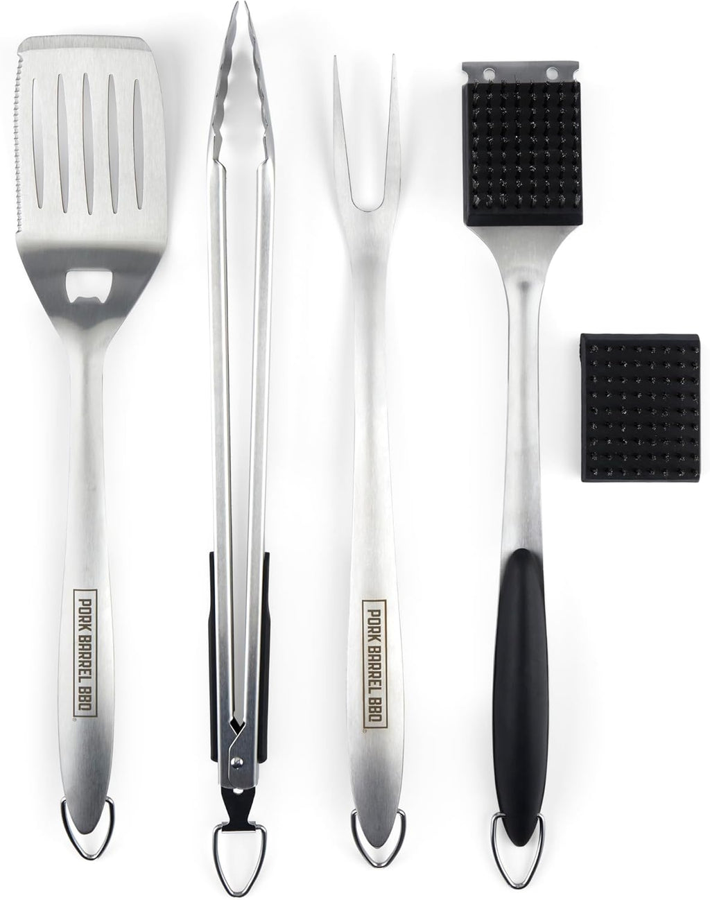 Pork Barrel BBQ Tool Set Grill Kit - Premium Stainless Steel BBQ Grill Accessories, Grilling Tools & BBQ Accessories for Outdoor Grill - Perfect BBQ Tools and Grilling Gifts for Men