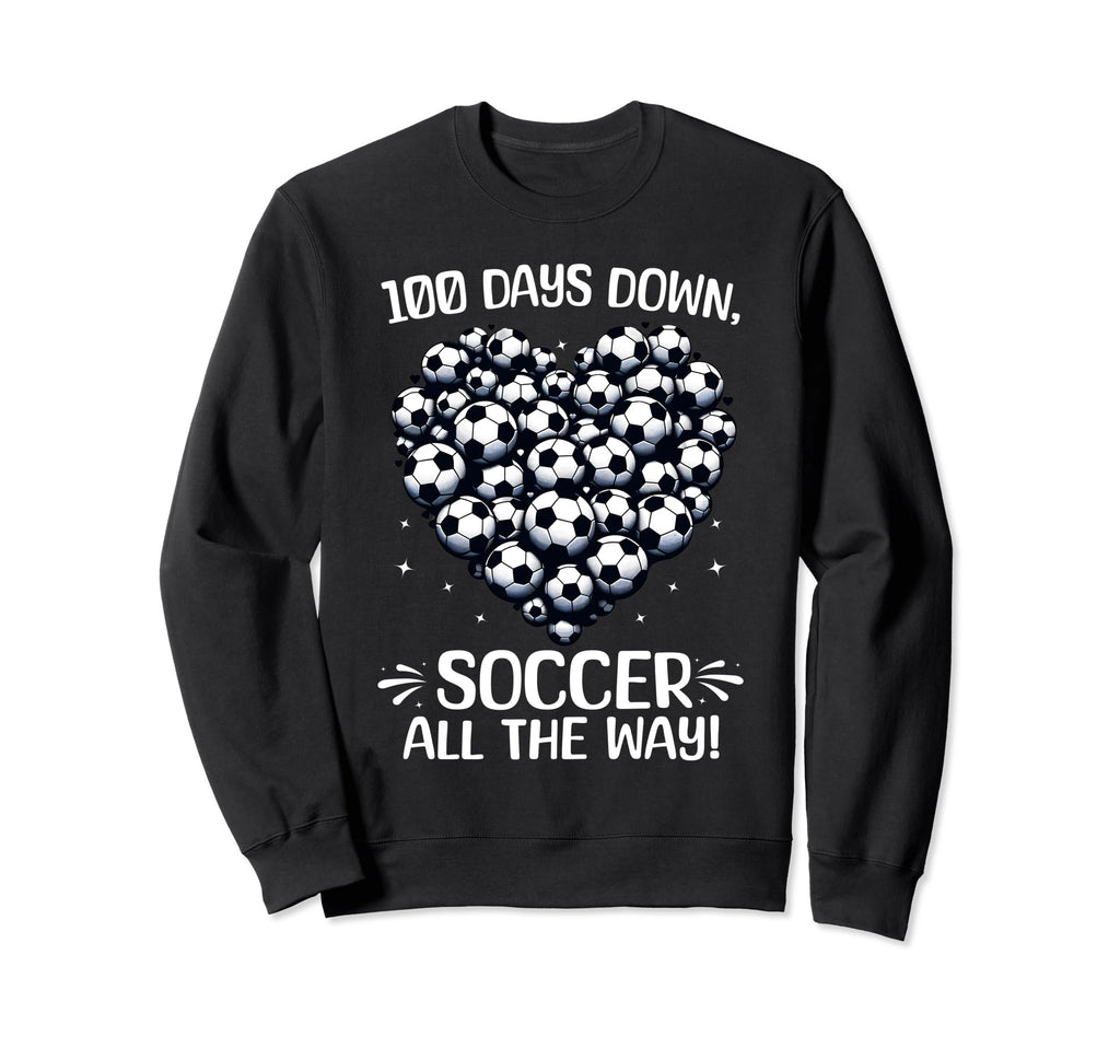 100 Days School Soccer Heart Love Sweatshirt - Trendy Graphic Men Women