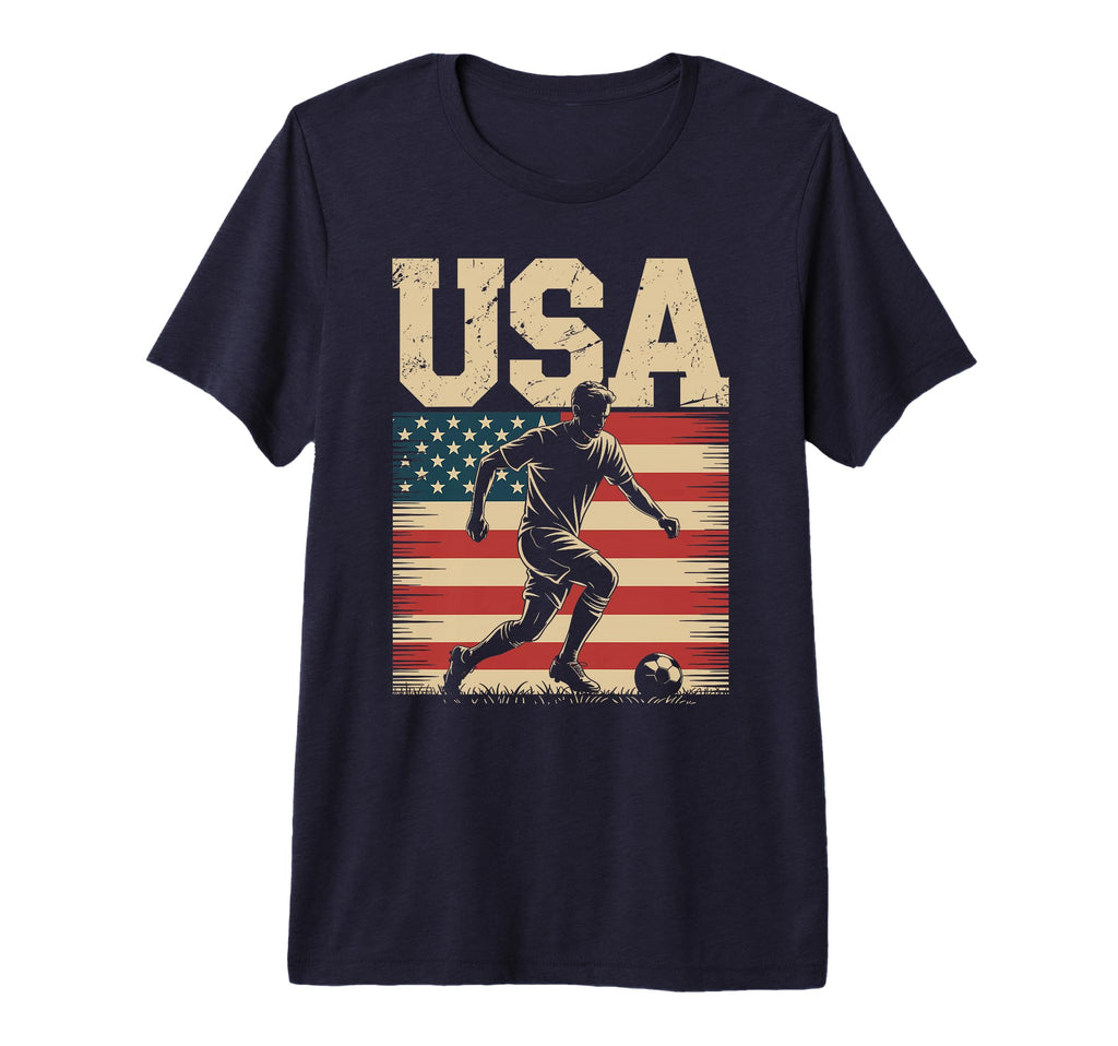 Patriotic Soccer Usa Flag Soccer T-Shirt - Casual Everyday Wear Unisex