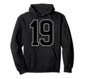 Black Sports Team Number 19 Fan Hoodie - Unique Graphic Men Women