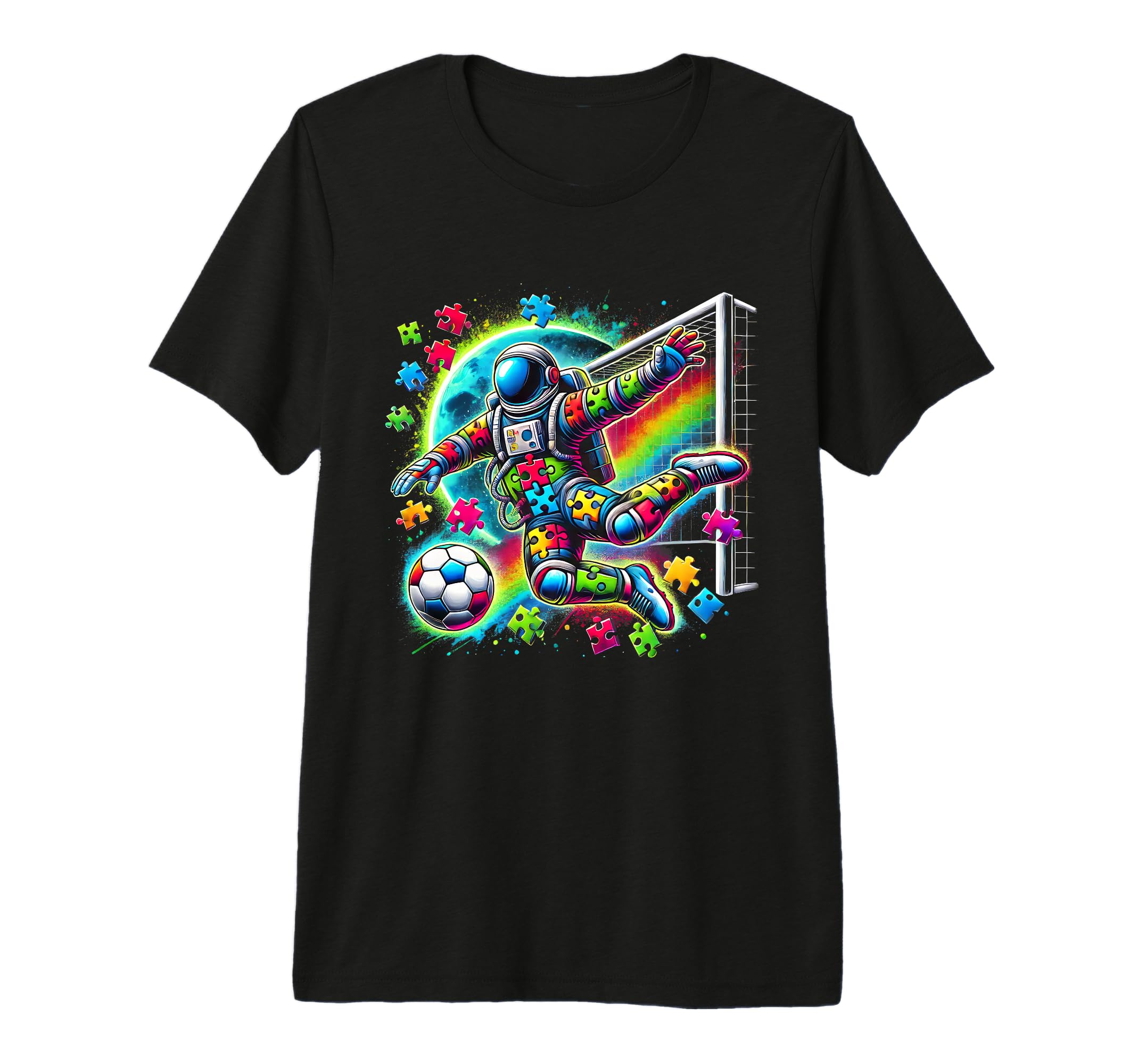 Astronaut Playing Soccer Autism T-Shirt - Minimalist Print Men Women