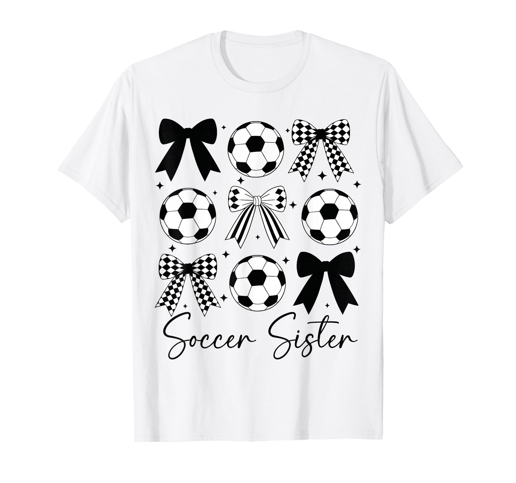 Soccer Sister Funny Coquette Bow T-Shirt - Casual Everyday Wear Unisex