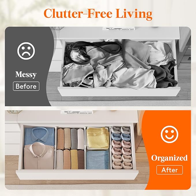 Lifewit 16 Pack Drawer Dividers 4" High, 10.5-16.5" Dresser Drawer Divider, Adjustable Drawer Organizers for Clothes, Plastic Drawers Separators for Dresser, Bedroom, Bathroom, Kitchen, Office