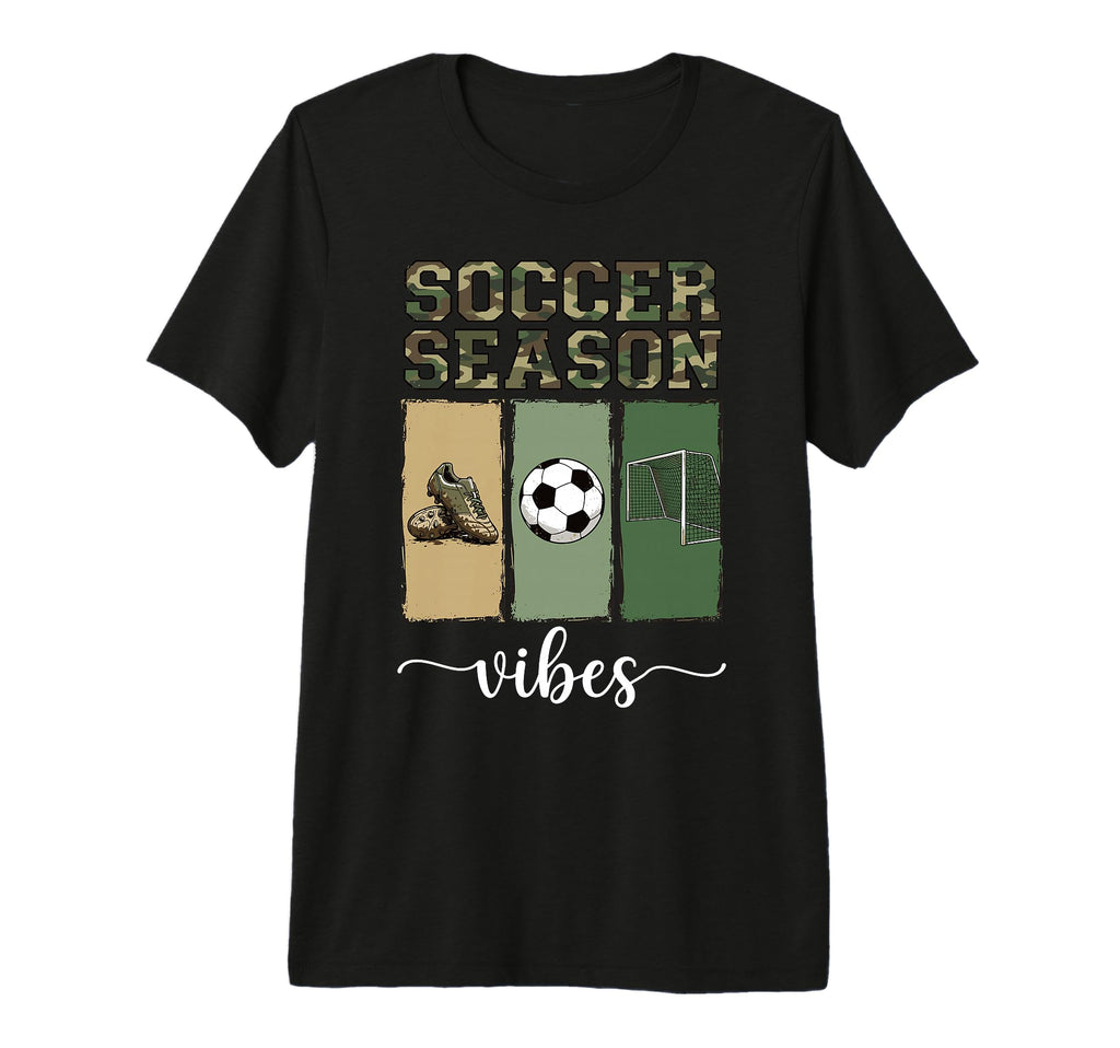 Camo Soccer Season Goal And Cleats Art T-Shirt - Unique Graphic Men Women