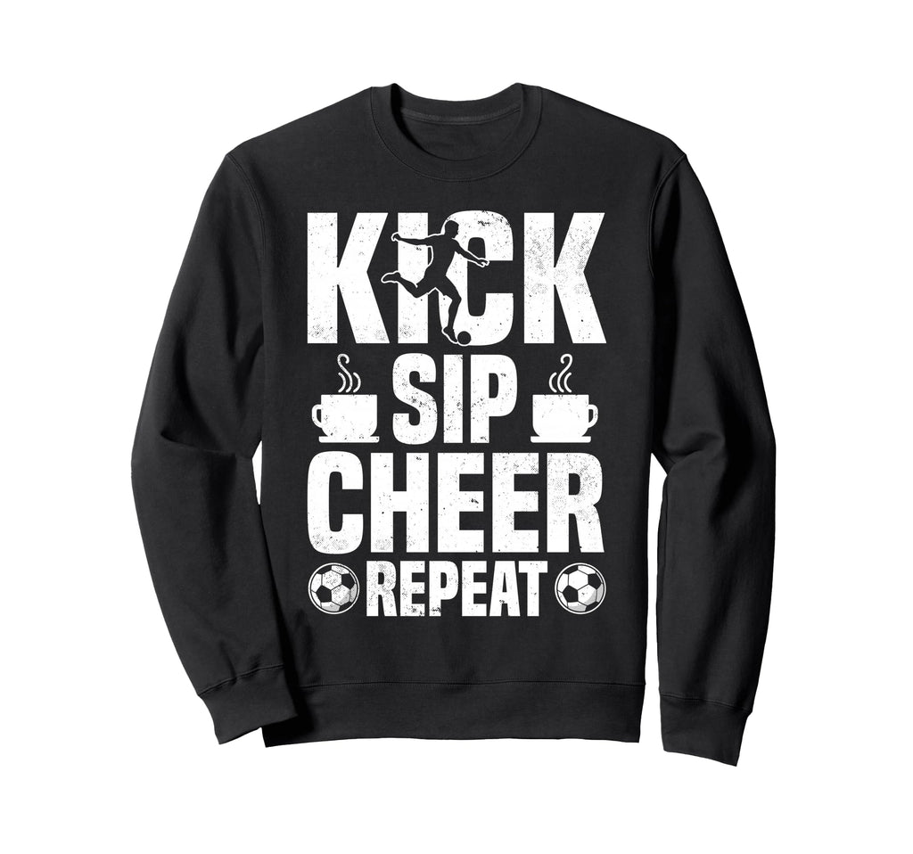 Kick Sip Cheer Repeat Soccer Sweatshirt - Casual Everyday Wear for Adults