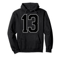 Black Sports Team Number 13 Fan Hoodie - Casual Everyday Wear Men Women