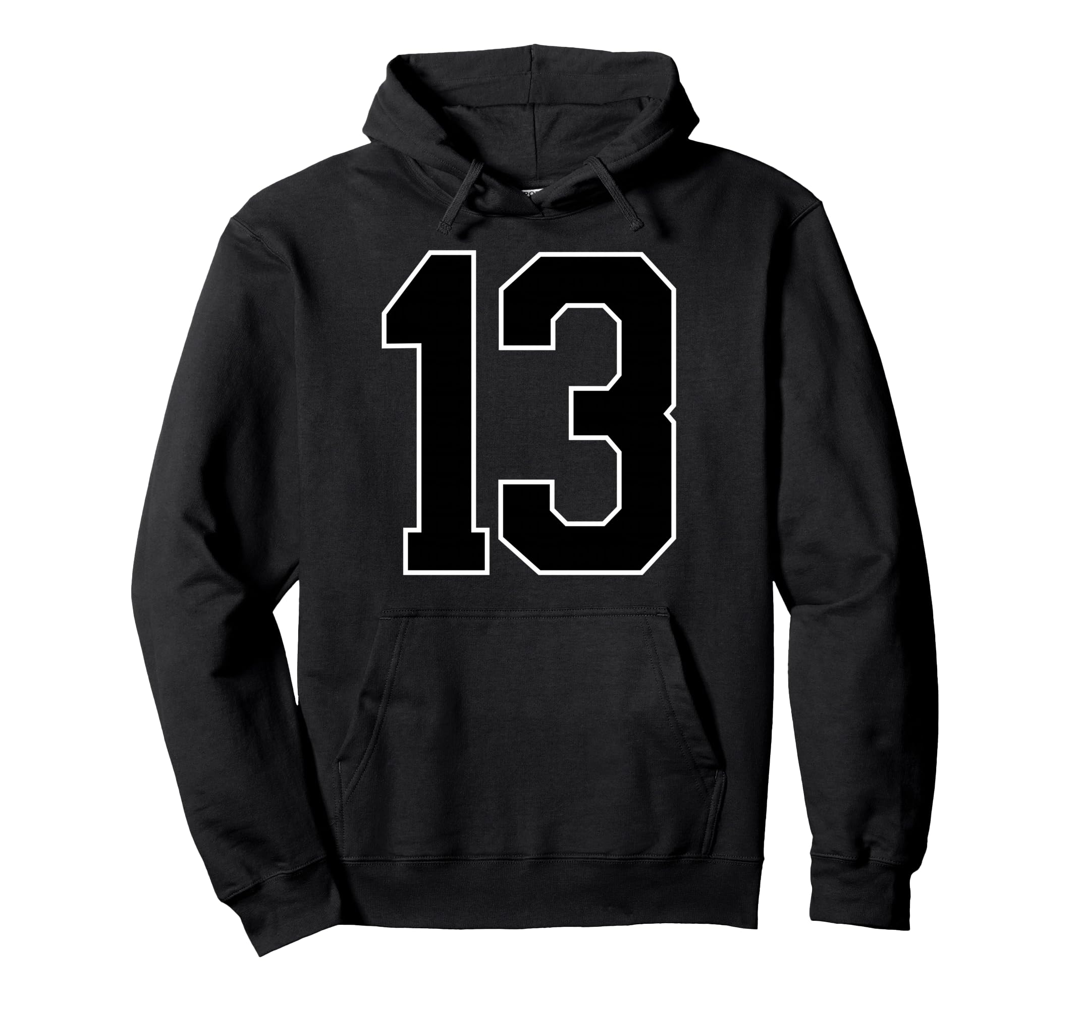 Black Sports Team Number 13 Fan Hoodie - Casual Everyday Wear Men Women