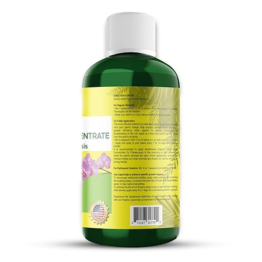 Organic Premium Kelp Seaweed Concentrate: Fertilizer for Phalaenopsis Orchids – Liquid Plant Fertilizer – Orchid Bloom Booster – Seaweed Extract for Plants (16 OZ)