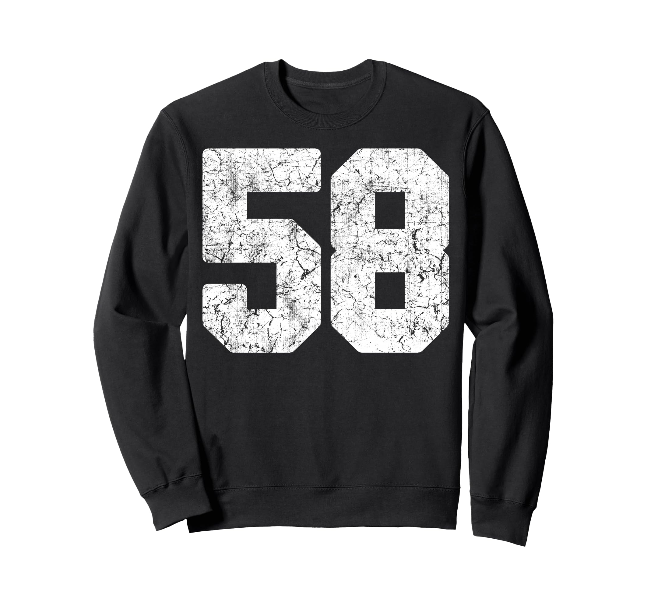 Distressed White Number 58 Jersey Sweatshirt - Fun Novelty Design Unisex