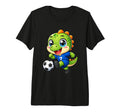Kawaii Dinosaur Playing Soccer Cartoon T-Shirt - Graphic Print Unisex