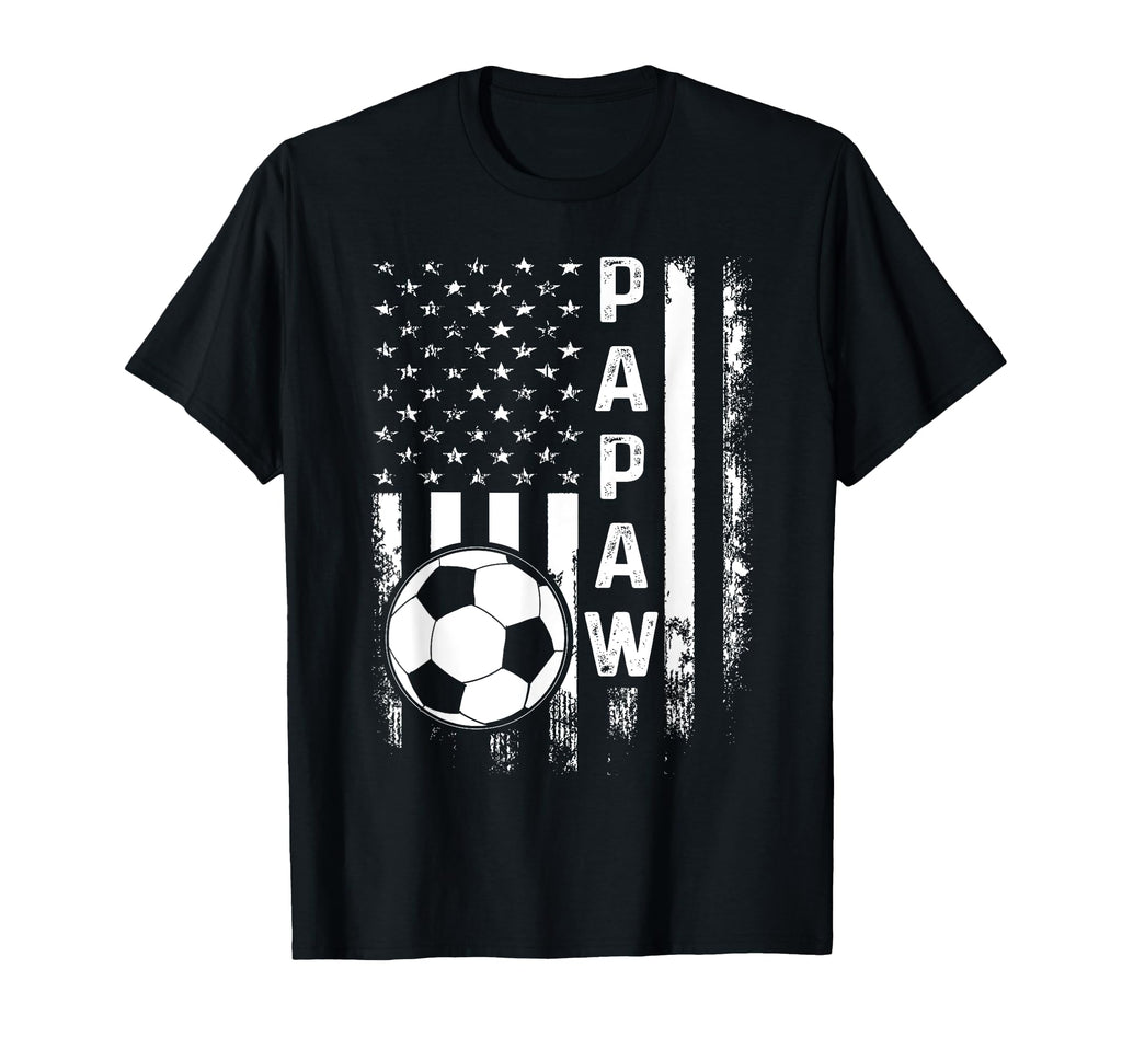 Soccer Papaw American Flag T-Shirt - Casual Everyday Wear Men Women