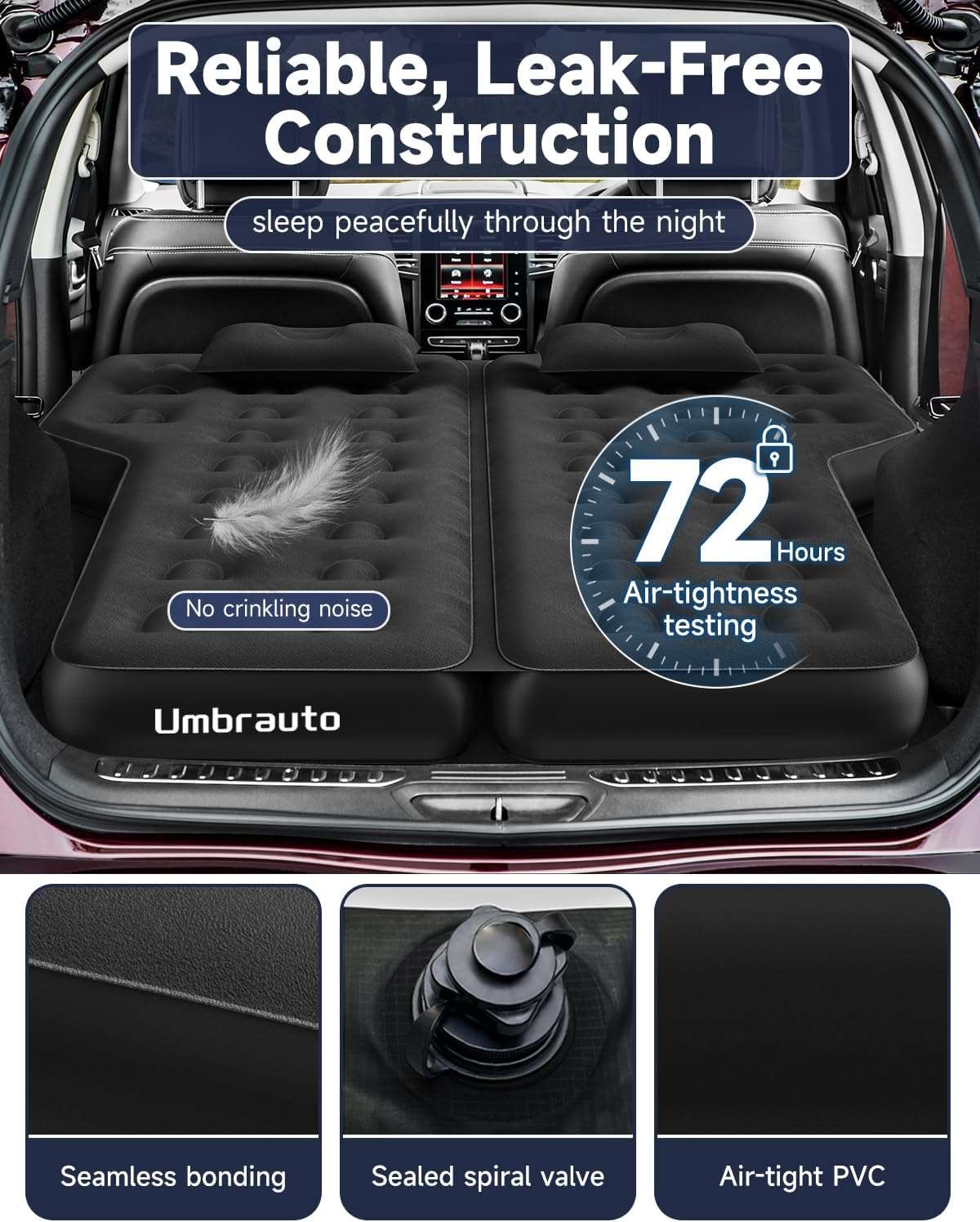 Umbrauto Thickened  SUV Back Trunk Air Mattress 3.0,Black