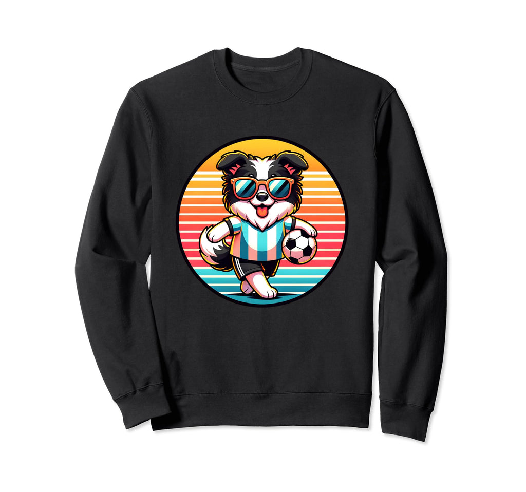 Border Collie Dog Soccer Player Sweatshirt - Streetwear Style Men Women