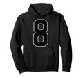 Black Sports Team Number 8 Fan Hoodie - Custom Art Print Unisex