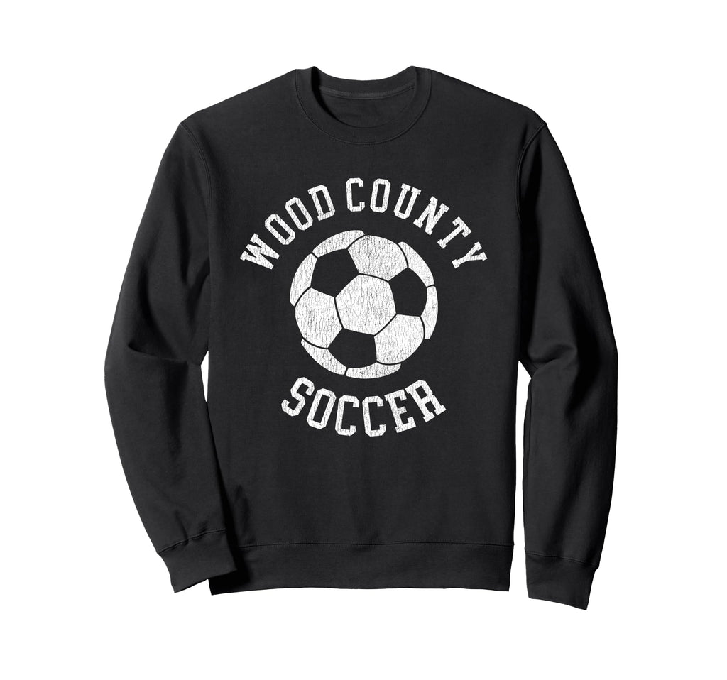 Wood County Soccer Distressed 90S Sweatshirt - Minimalist Print for Adults