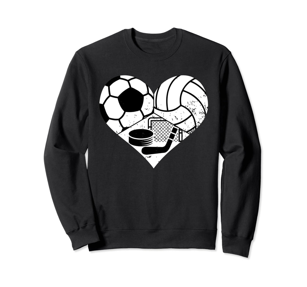 Soccer Volleyball Hockey Heart Funny Sweatshirt - Streetwear Style Unisex