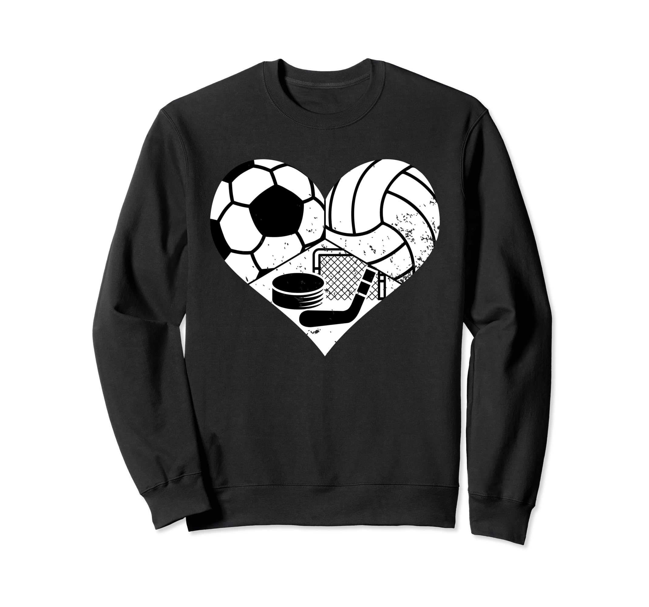 Soccer Volleyball Hockey Heart Funny Sweatshirt - Streetwear Style Unisex