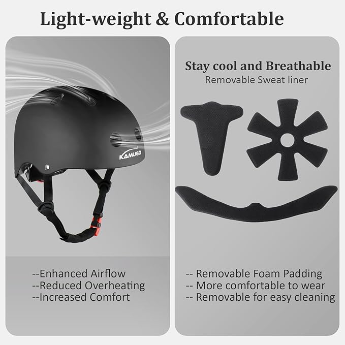 KAMUGO Kids Adjustable Helmet, with Sports Protective Gear Set Knee Elbow Wrist Pads for Toddler Age 2-8 Boys Girls, Bike Skateboard Hoverboard Scooter Rollerblading Helmet Set