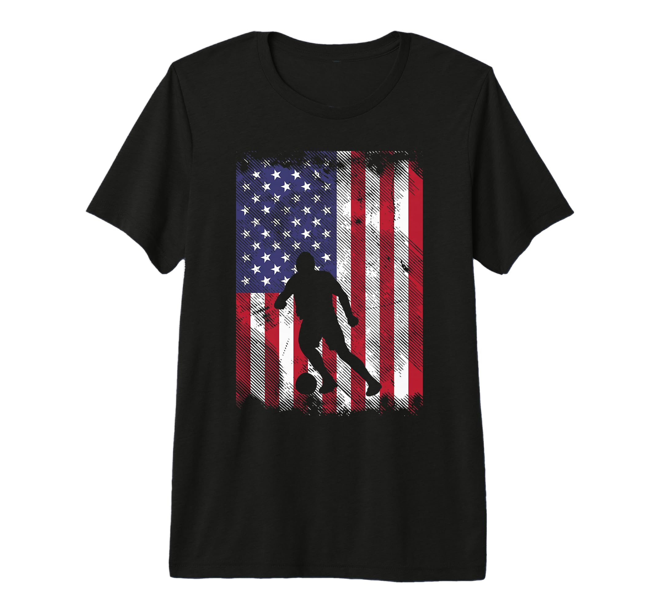 American Flag Soccer Sihouette Football T-Shirt - Graphic Print for Adults